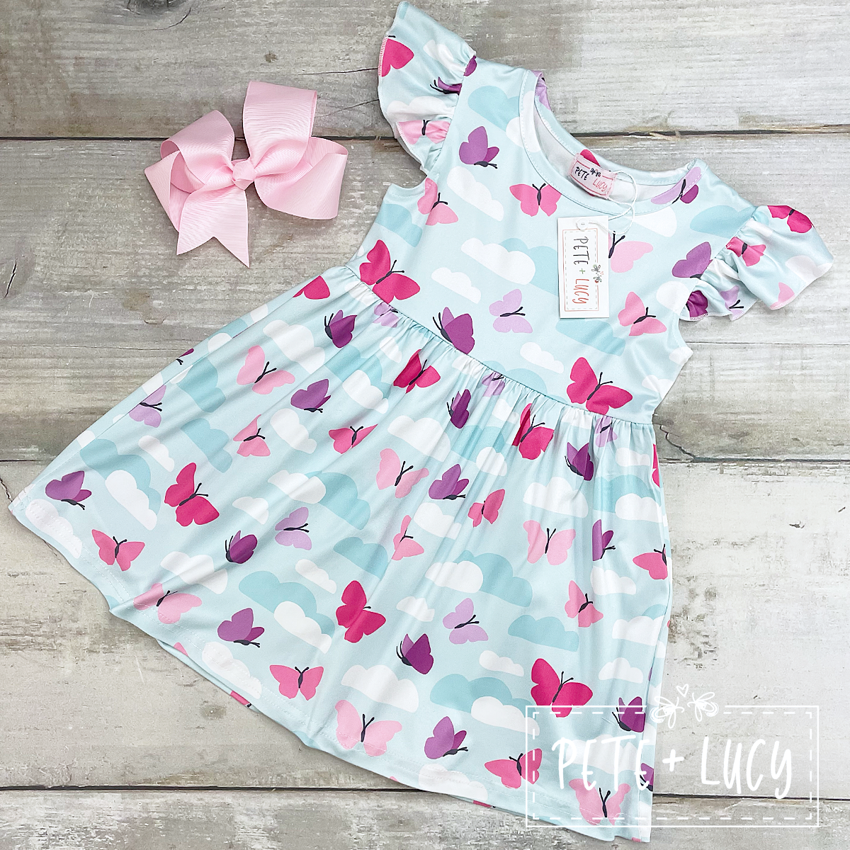 6/6X Short Sleeve Butterfly Kisses Dress