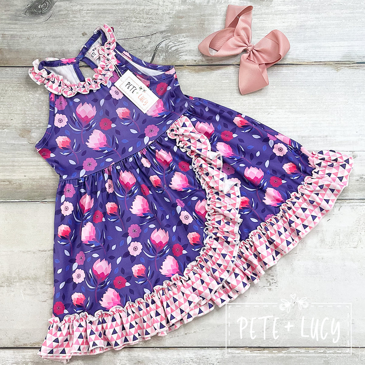 Purple Flower Sleeveless Dress