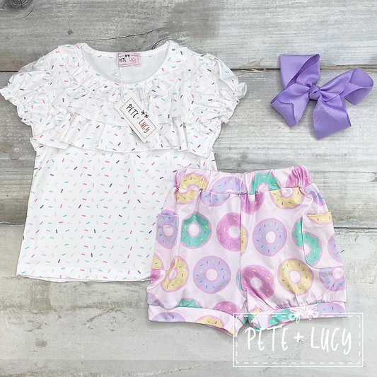 6-12 Month Donut Worry Be Happy Short Set