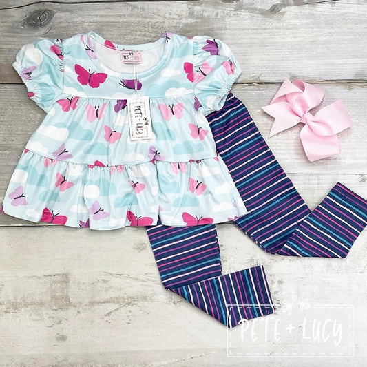 6/6X Butterfly Kisses Short Sleeve Pant Set