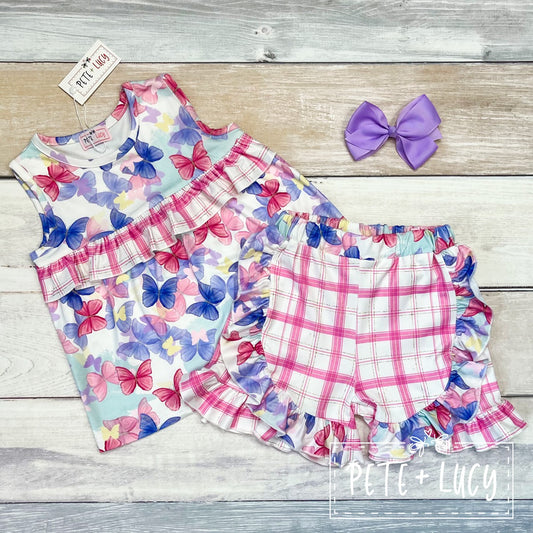 2T Free Like a Butterfly Short Set