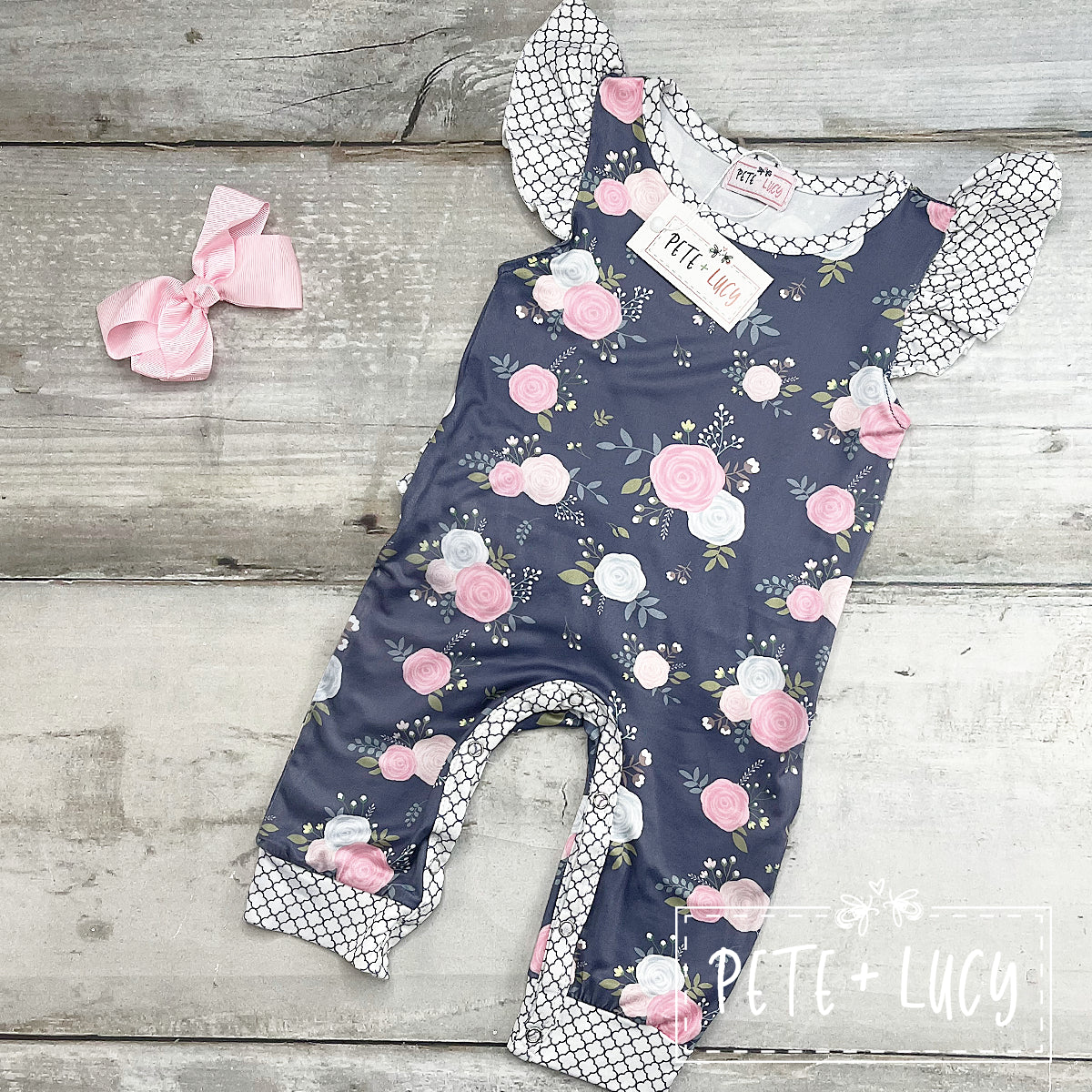 Grey Floral Romper
