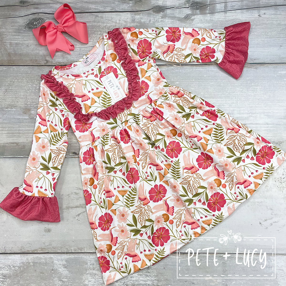 7/8 Hummingbird Long Sleeve Dress